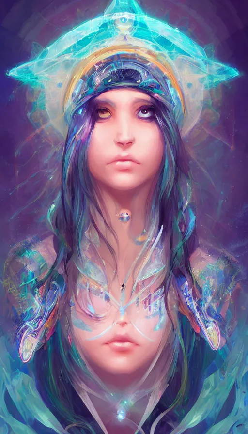 Image similar to portrait of a digital shaman, by ross tran