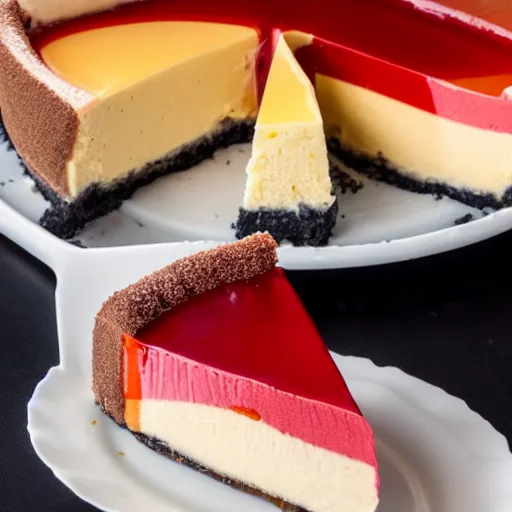 Image similar to close view of a delicious sweet and perfect baby cheesecake piece, award winning, 4 k, beautiful