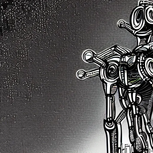 Prompt: detailed illustration of jesus with robotic spider legs in a cyberpunk city