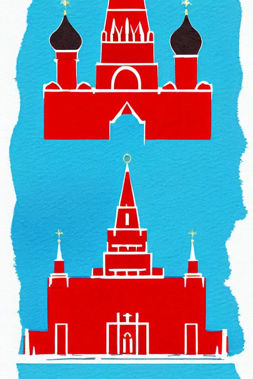 Image similar to minimalist watercolor art of a moscow red square, illustration, vector art