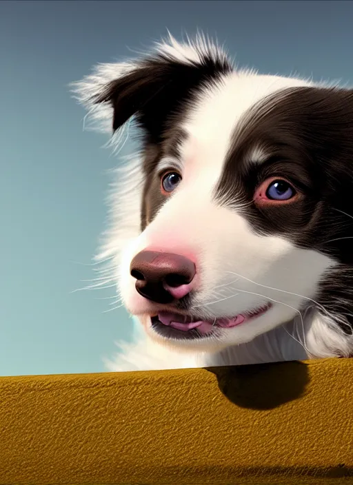 Prompt: border collie puppy, paul kidby, octane render, highly detailed, rim light, art, cinematic lighting, very coherent, hyper realism, high detail, 8 k