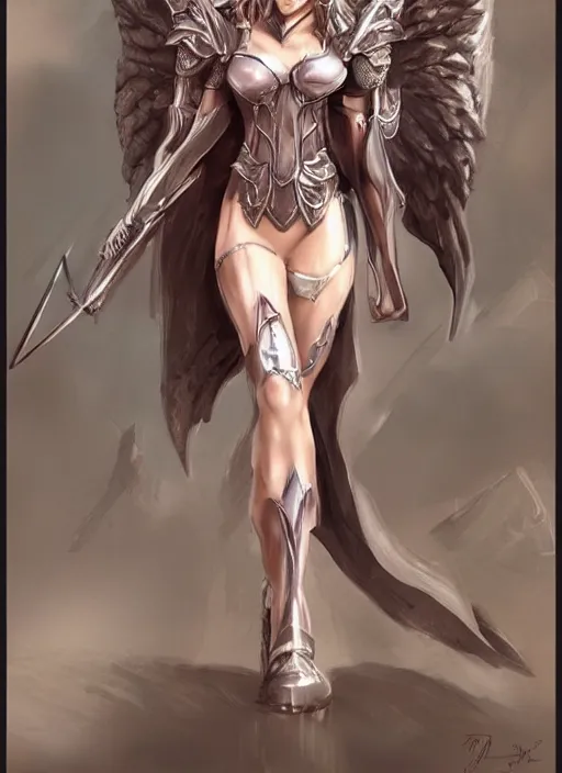 Image similar to concept art. angel knight girl. artsation trending. highly detailed