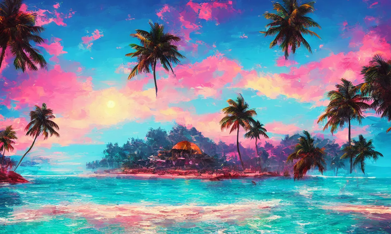 Image similar to paradise beach by alena aenami artworks in 4 k