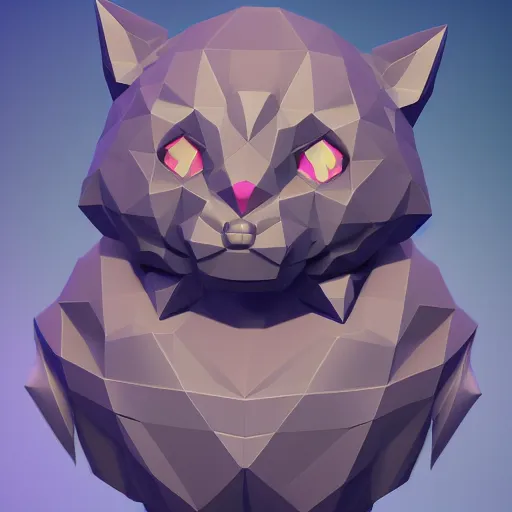 Prompt: low poly modelling, high resolution textures, smooth vertices, isometric view, 1 6 bit colors, made in blender, fat chibi grey cat, volumetric lighting, fantasy, intricate, hyper realistic, by riot games, league of legends, backlit