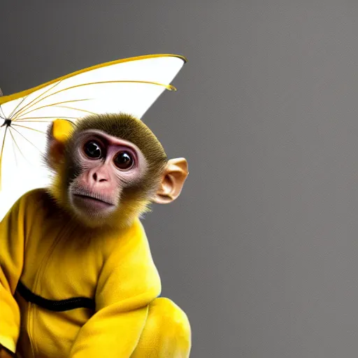 Image similar to a monkey wearing a yellow kimono, 8 k