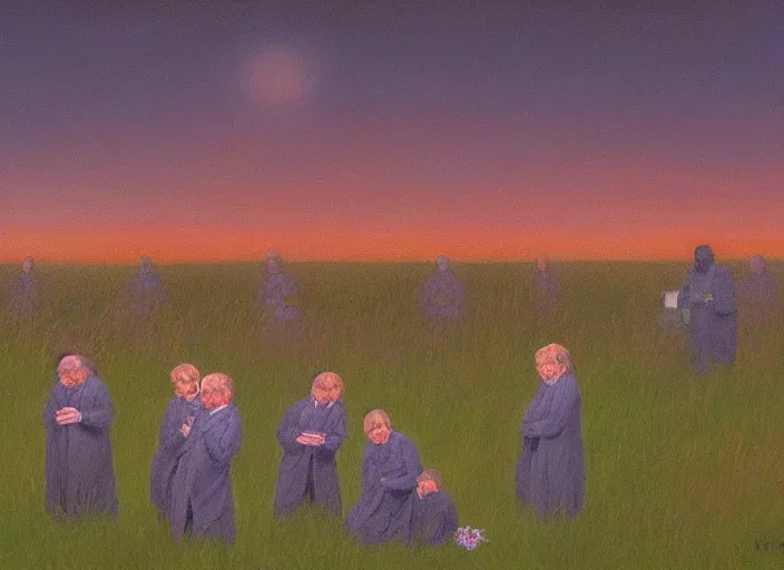 Prompt: impressionist painting of a somber hamster funeral at dusk, in the style of michael whelan and james gurney and wayne barlowe