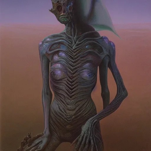 Image similar to the queen of mars by zdzisław beksiński, dariusz zawadzki, jeffrey smith and h.r. giger, oil on canvas, 8k highly professionally detailed, trending on artstation