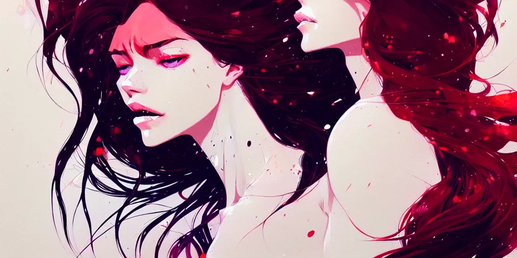 Image similar to a ultradetailed beautiful panting of a stylish woman with flowing hair, by conrad roset, greg rutkowski and makoto shinkai, trending on artstation