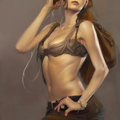 Image similar to a painting in the style of charlie bowater and in the style of donato giancola and in the style of robert mcginnis. smooth, sharp focus, fantasy, semi - realism.