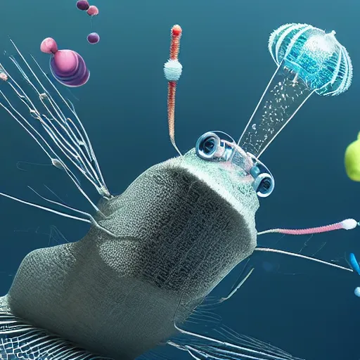 Image similar to cute zooplankton, cgi render, unreal engine, soft shading, adorable