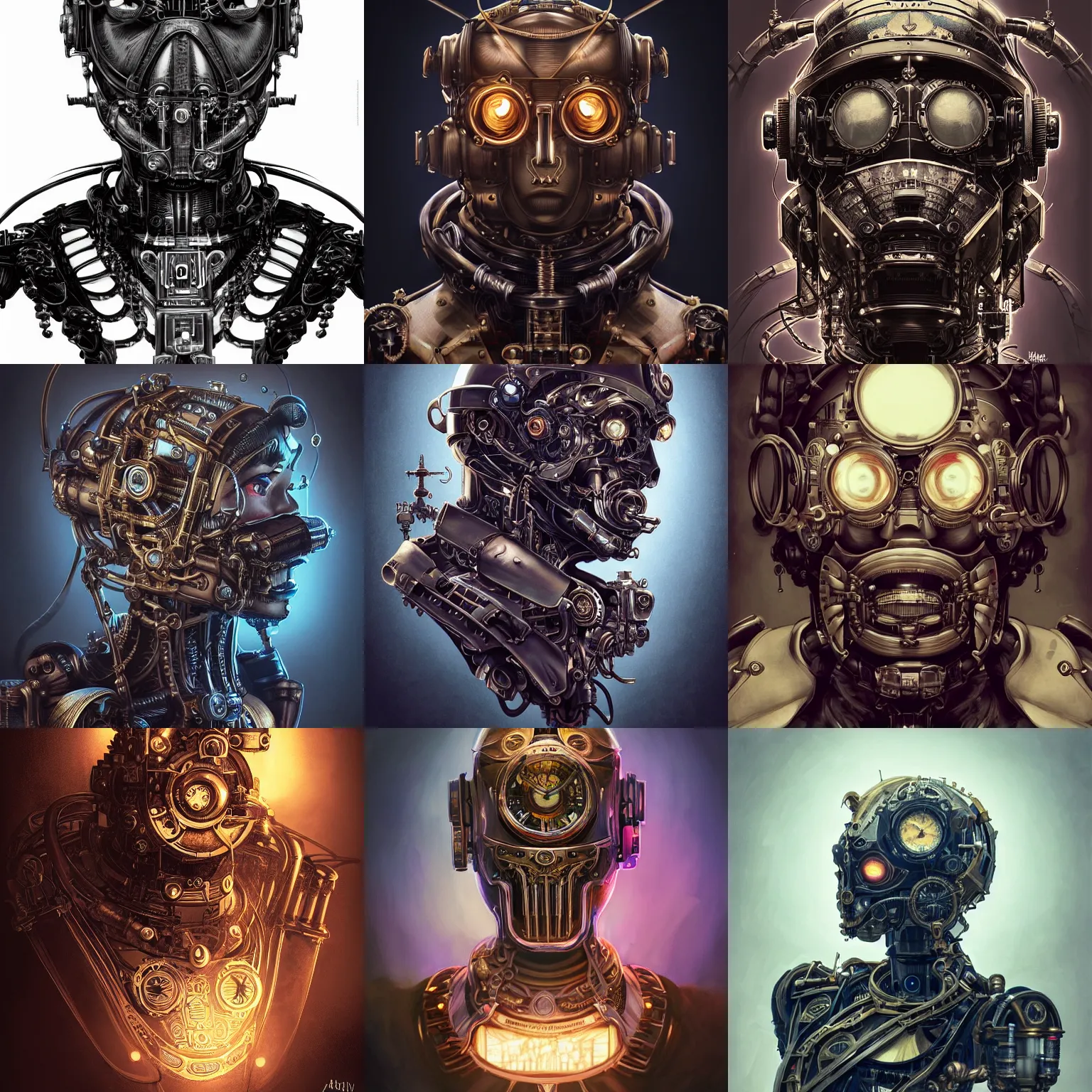 Prompt: portrait drawing, printerest, steampunk mechanical batbot, intricate, epic lighting, cinematic composition, hyper realistic, 8k resolution, unreal engine 5, by Artgerm, tooth wu, dan mumford, beeple, wlop, rossdraws, James Jean, Andrei Riabovitchev, Marc Simonetti, yoshitaka Amano, Artstation