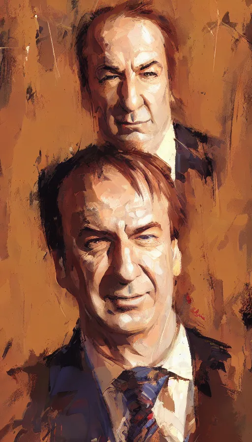 Image similar to promotional oil portrait of saul goodman by craig mullins