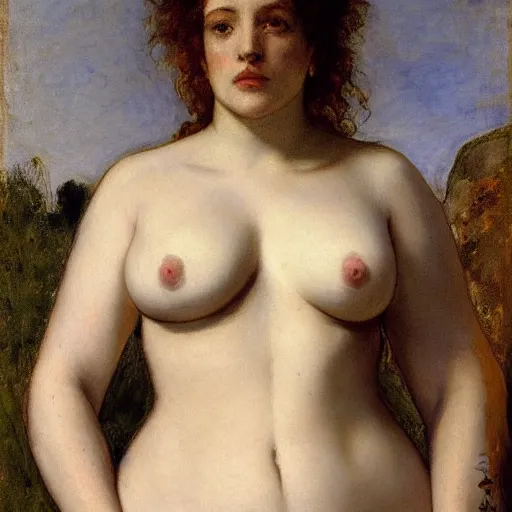 Prompt: a portrait of christina hendricks body by gustave courbet,