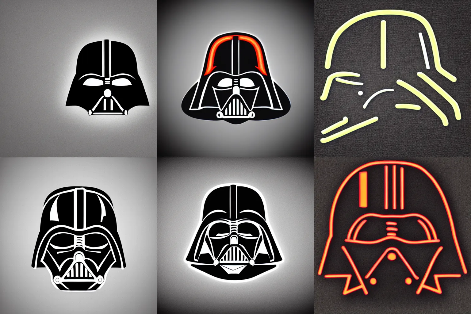 Prompt: darth vader helmet logo, centred, neon, low detailed