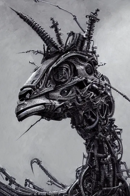 Prompt: H R Giger llama head landscape emanating centered bio mechanical cyborg llama head emerging, evangelion beast mode, dramatic dynamic lighting, intricate, very very elegant, hyper detailed fractal interconnect background, digital painting, artstation, megastructure, very hyperrealistic, very very very HR GIGER, very beautiful, concept art, smooth, sharp focus, illustration daily deviation