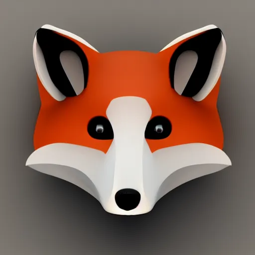 Image similar to an abstract, simplified icon depicting a fox's head, white background, elegant, award-winning, clever, render, blender, 3d, high quality, app, ios