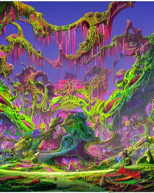 Image similar to rave party by roger dean, biomechanical, 4 k, hyper detailed