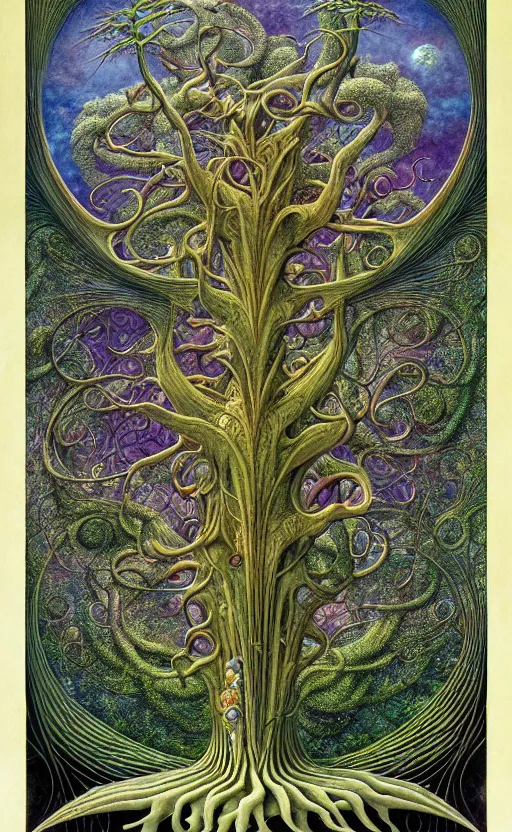 Image similar to tree of life by roger dean and andrew ferez, art forms of nature by ernst haeckel, divine chaos engine, symbolist, visionary, art nouveau, botanical fractal structures, organic, detailed, realistic, surreality