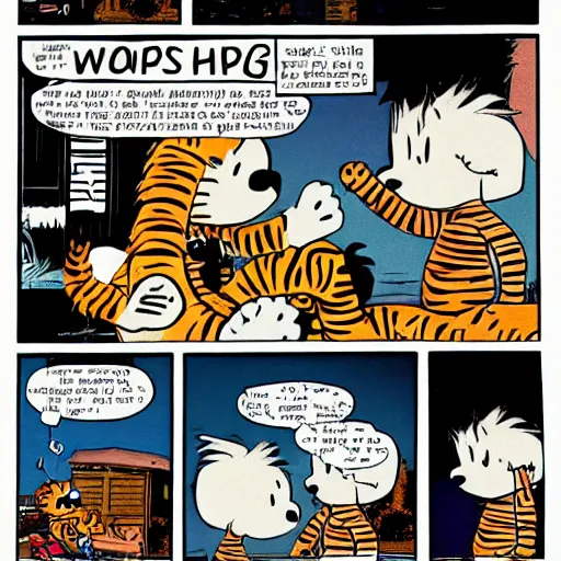 Prompt: Calvin and Hobbes comic featuring Snoop Dogg