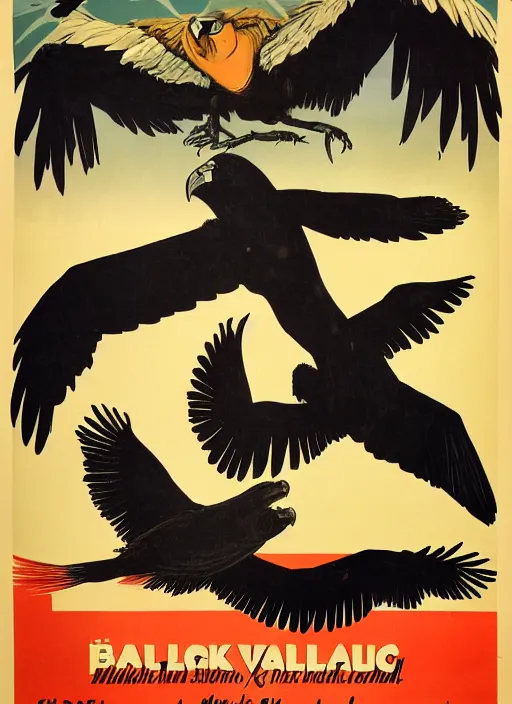 Image similar to balck Vulture with one lightning bolts in 1940s propaganda poster