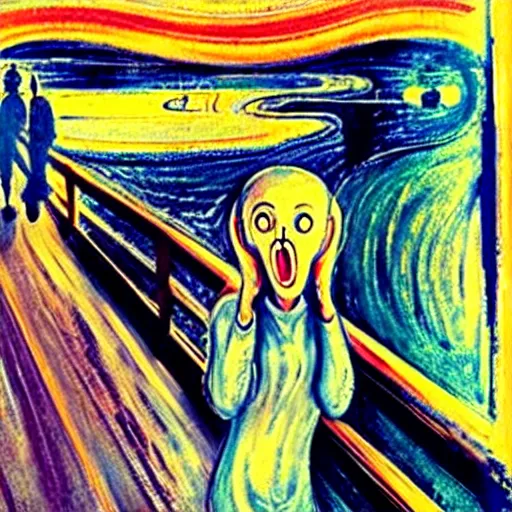 Image similar to anime girl in the scream painting by edvard munch