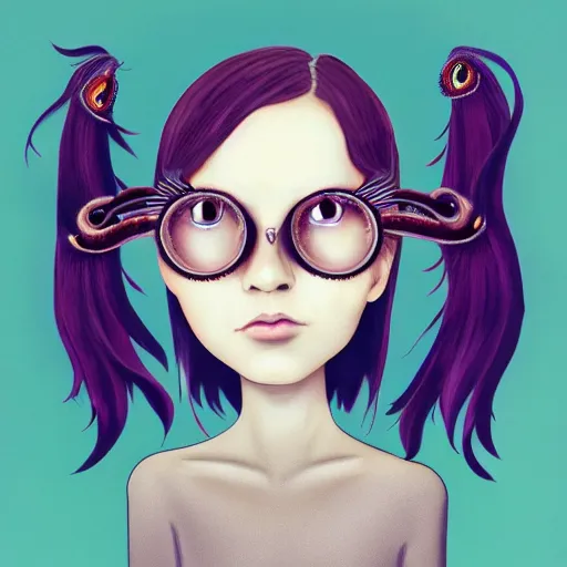 Image similar to surreal girl with 7 eyes