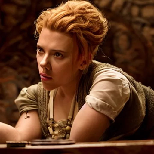 Image similar to Scarlett Johansson playing in the dnd film promotional shots directed by Rob Reiner