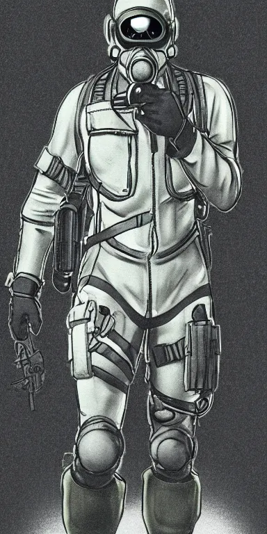 Anime-style male bounty hunter with a gaiter