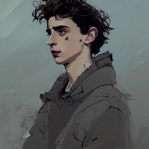 Prompt: timothee chalamet, timothee chalamet, concept art by jama jurabaev and ismail inceoglu and sparth, cel shaded, cinematic shot, trending on artstation, high quality, brush stroke