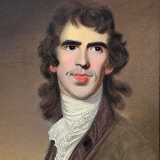 Prompt: regency era painting of a young george harrison in the style of thomas gainsborough