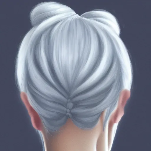 Prompt: a girl with white hair in a hairbun, by paulinaklime