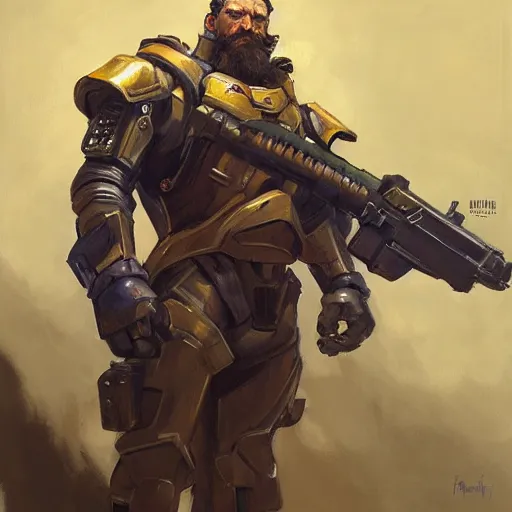 Image similar to greg manchess portrait painting of armored van gogh as overwatch character, medium shot, asymmetrical, profile picture, organic painting, sunny day, matte painting, bold shapes, hard edges, street art, trending on artstation, by huang guangjian, gil elvgren, ruan jia, randy vargas, greg rutkowski