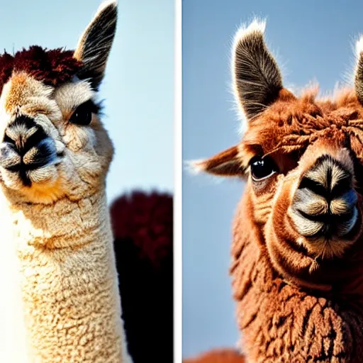 Image similar to an alpaca - cat - hybrid with a beak, animal photography, wildlife photo, award winning