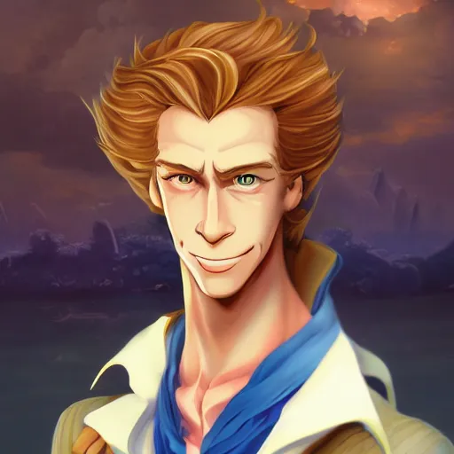 Prompt: portrait of guybrush threepwood, anime fantasy illustration by tomoyuki yamasaki, kyoto studio, madhouse, ufotable, trending on artstation