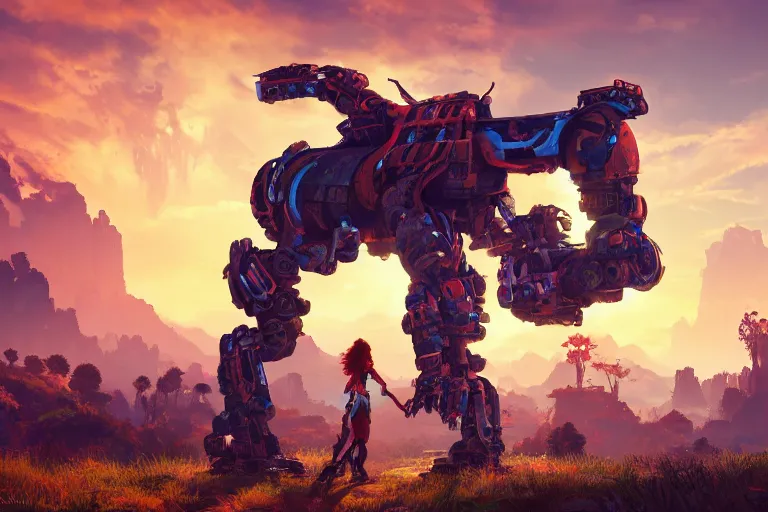 Image similar to scorcher machine mecanical creature robot of horizon forbidden west horizon zero dawn radiating a glowing aura global illumination ray tracing hdr fanart arstation by ian pesty and alena aenami artworks in 4 k