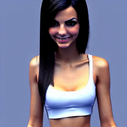 Prompt: a 3 d render of victoria justice. very high quality and sharp, by trending artist on pinterest and artstation hq, experimental techniques, extreme detail and complex composition, endless image depth, endlessly beautiful.