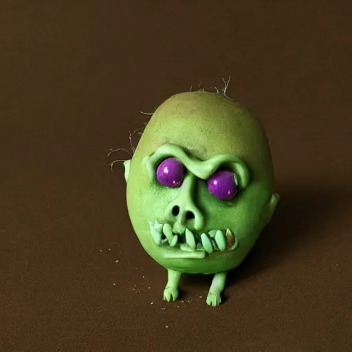 Image similar to a zombie potato, claymation