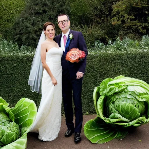 Prompt: john oliver wedding marries a cabbage