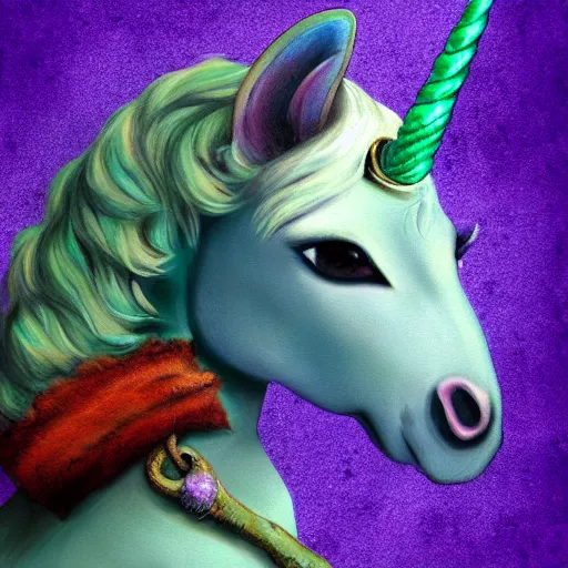 Prompt: a small fierce pet unicorn, fantasy art