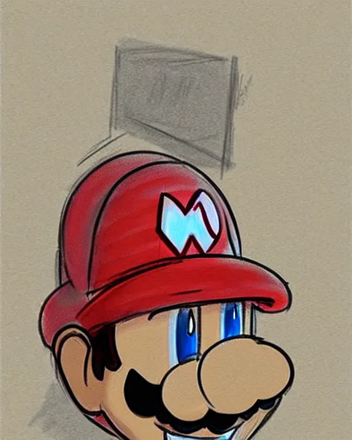 Image similar to super mario on the stand, court room sketch, fine details, concept art, extremely detailed, very sharp,