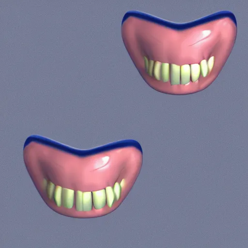 Image similar to poorly rendered 3 d set of teeth