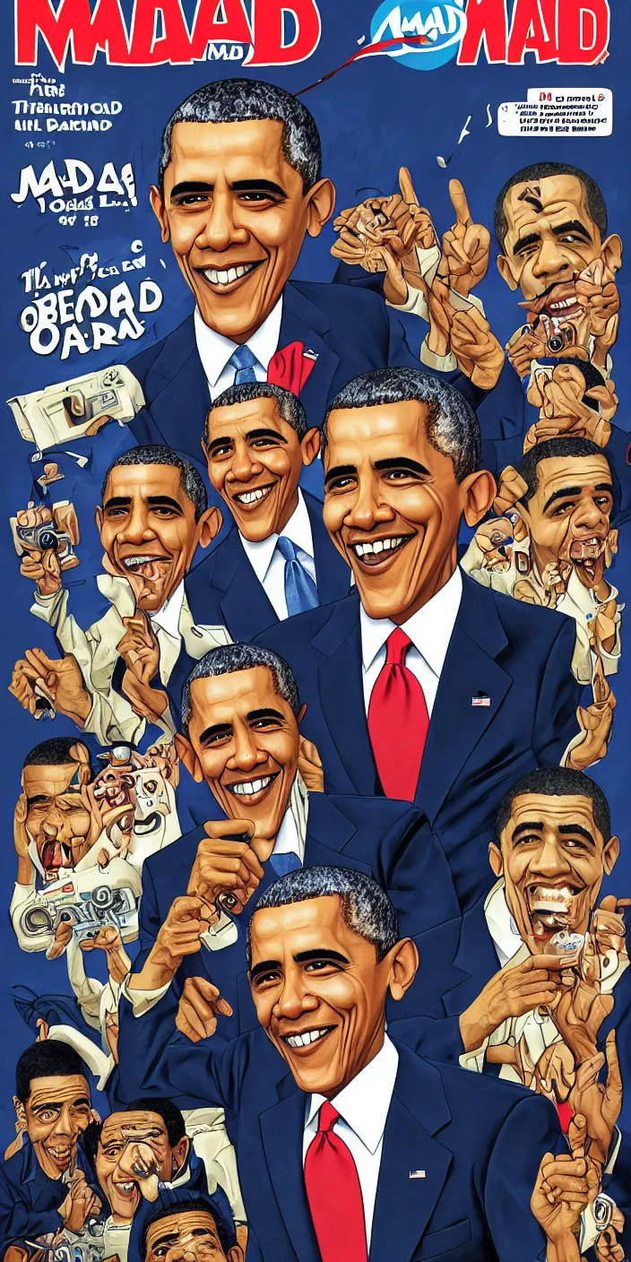 Image similar to mad magazine cover featuring barack obama