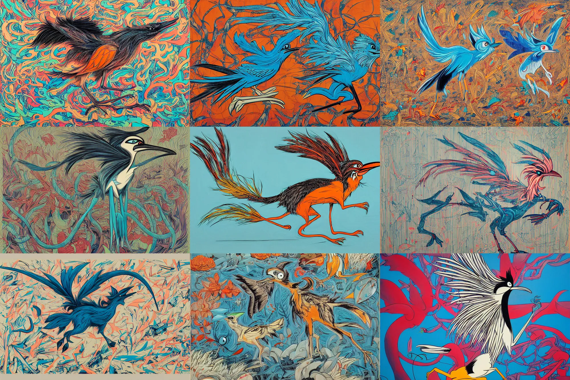 Prompt: road runner by james jean