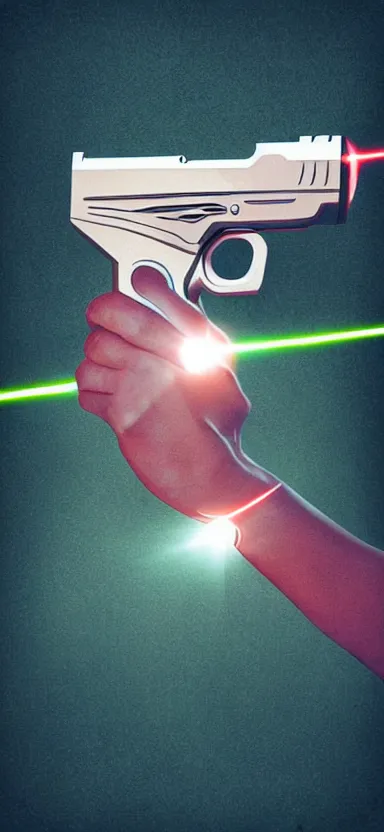 Image similar to “ hand holding laser gun, cinematic, digital art ”