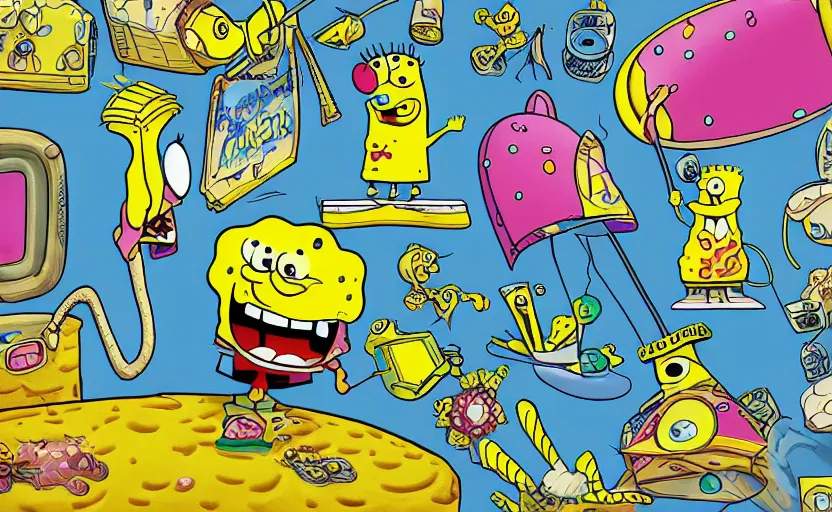 Image similar to SpongeBob, bikini bottom. trending on art station, hyper detail, #,, 35mm