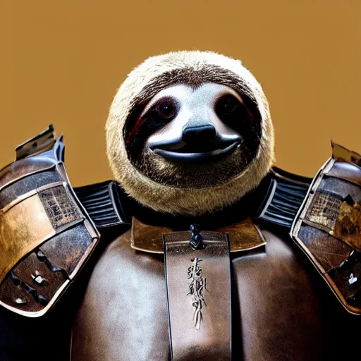 Image similar to anthropomorphic sloth in samurai armor