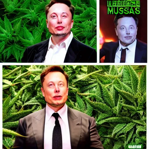 Prompt: elon musk using weed