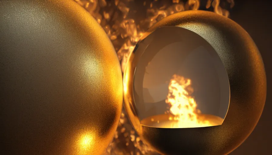 Image similar to metallic liquid sphere in fireplace, hyperdetailed, artstation, cgsociety, 8 k