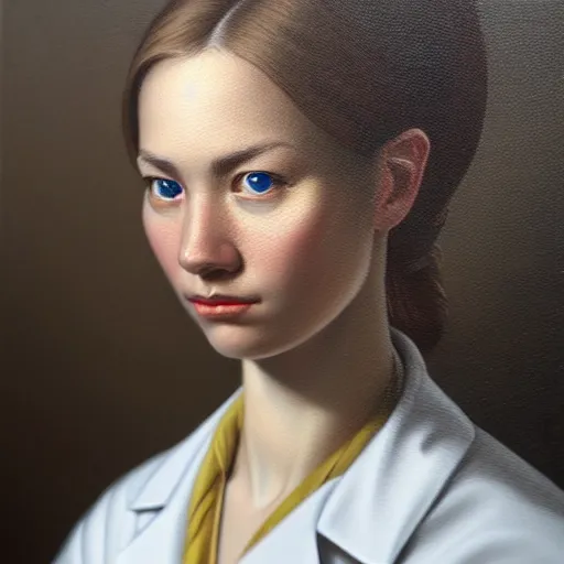 Image similar to highly detailed intricate masterpiece portrait painting of a scientist, sharp focus, award - winning, trending on artstation.