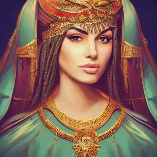 Prompt: A Majestic Portrait of a Persian Queen, artstation